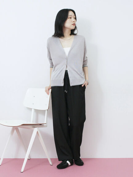 配色Vネックカーディガン（チャコールグレー/ベージュ/Ｓグレー）｜Samansa Mos2 blue（サマンサモスモス ブルー）通販