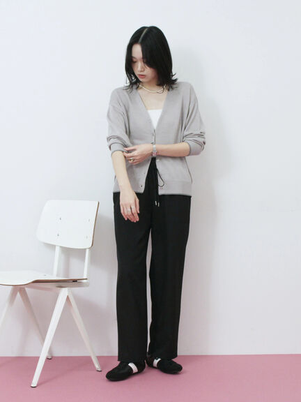 配色Vネックカーディガン（チャコールグレー/ベージュ/Ｓグレー）｜Samansa Mos2 blue（サマンサモスモス ブルー）通販