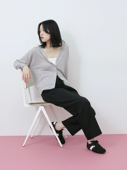 配色Vネックカーディガン（チャコールグレー/ベージュ/Ｓグレー）｜Samansa Mos2 blue（サマンサモスモス ブルー）通販