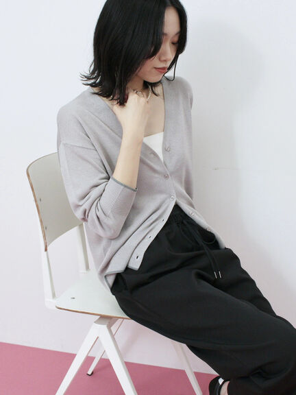 配色Vネックカーディガン（チャコールグレー/ベージュ/Ｓグレー）｜Samansa Mos2 blue（サマンサモスモス ブルー）通販