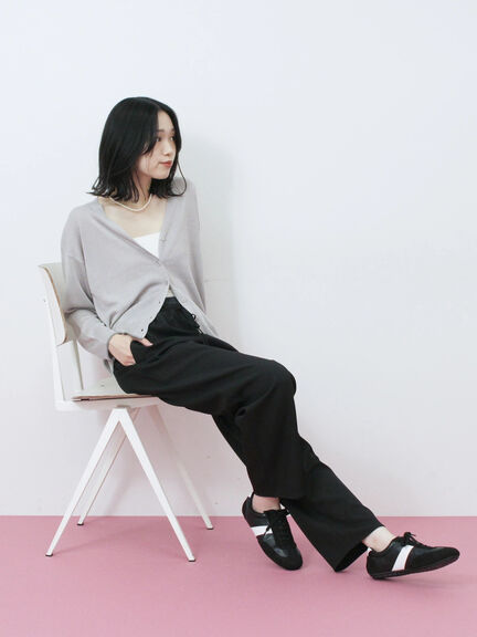 配色Vネックカーディガン（チャコールグレー/ベージュ/Ｓグレー）｜Samansa Mos2 blue（サマンサモスモス ブルー）通販