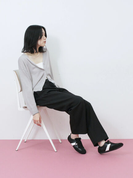 配色Vネックカーディガン（チャコールグレー/ベージュ/Ｓグレー）｜Samansa Mos2 blue（サマンサモスモス ブルー）通販