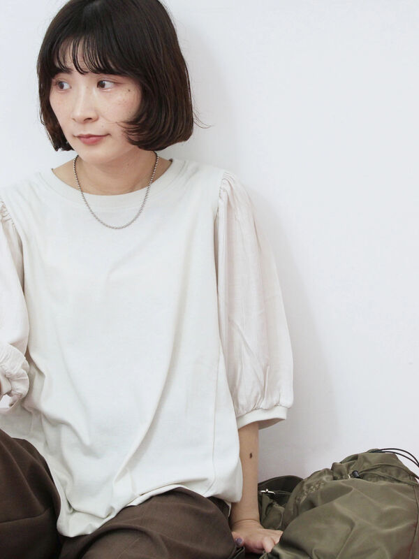 袖ボリュームTシャツ（オフホワイト/ブラック/Ｓグレー）｜Samansa Mos2 blue（サマンサモスモス ブルー）通販