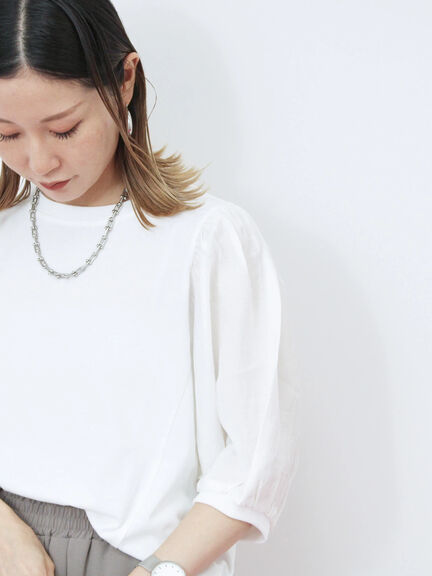 袖ボリュームTシャツ（オフホワイト/ブラック/Ｓグレー）｜Samansa Mos2 blue（サマンサモスモス ブルー）通販