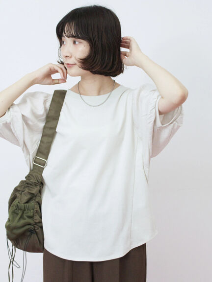 袖ボリュームTシャツ（オフホワイト/ブラック/Ｓグレー）｜Samansa Mos2 blue（サマンサモスモス ブルー）通販