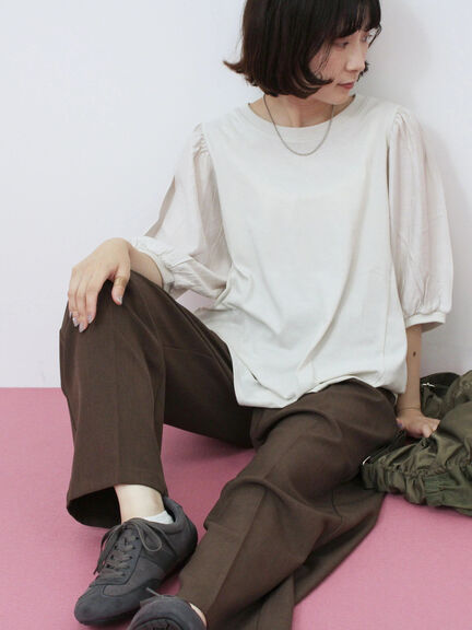 袖ボリュームTシャツ（オフホワイト/ブラック/Ｓグレー）｜Samansa Mos2 blue（サマンサモスモス ブルー）通販