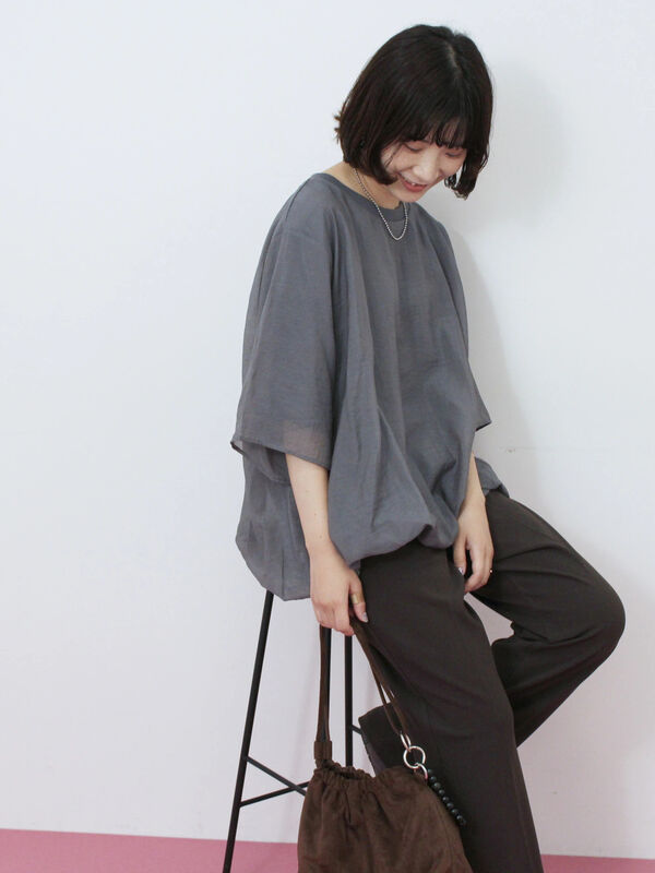 裾バルーンTシャツ（チャコールグレー/ブラック/Ｓグレー）｜Samansa Mos2 blue（サマンサモスモス ブルー）通販