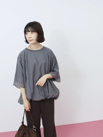 裾バルーンTシャツ（チャコールグレー/ブラック/Ｓグレー）｜Samansa Mos2 blue（サマンサモスモス ブルー）通販