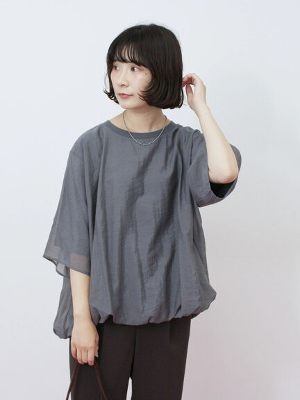 裾バルーンTシャツ（チャコールグレー/ブラック/Ｓグレー）｜Samansa Mos2 blue（サマンサモスモス ブルー）通販