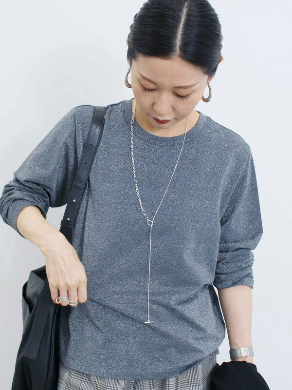 ラメロンT（チャコールグレー）｜Samansa Mos2 blue（サマンサモスモス ブルー）通販