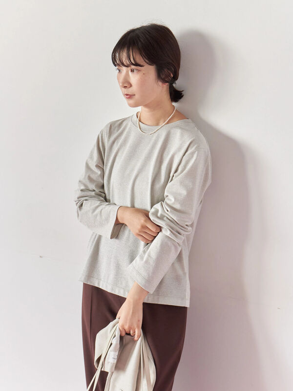 セール】 ラメロンT（チャコールグレー/キナリ/TOPグレー/トップス