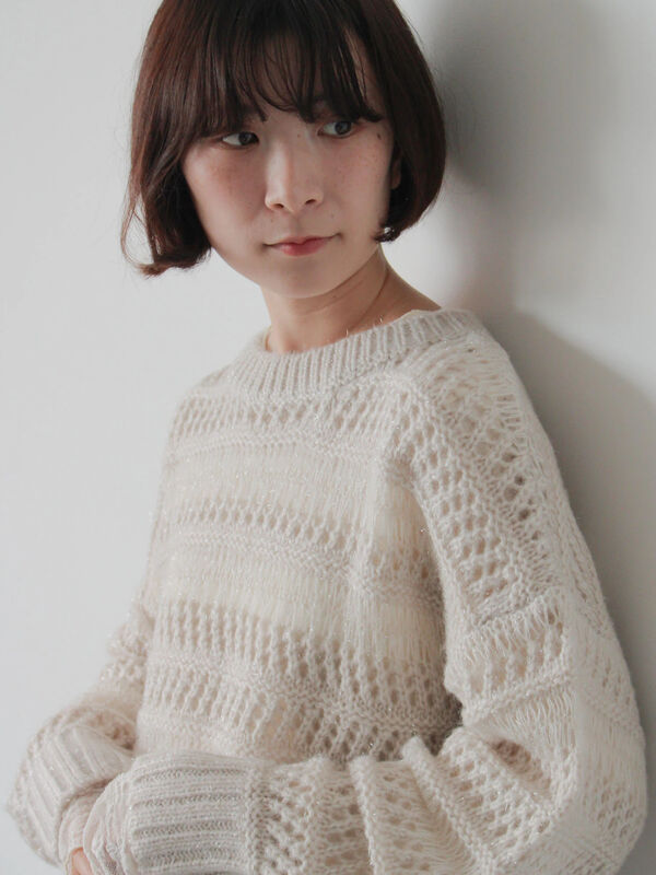 透かし柄ニットプルオーバー（キナリ）｜Samansa Mos2 blue（サマンサモスモス ブルー）通販