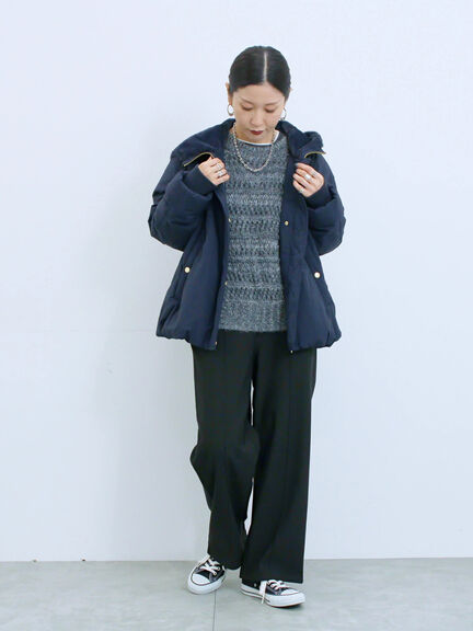 透かし柄ニットプルオーバー（チャコールグレー/ピンク/グリーン/サックスブルー/キナリ）｜Samansa Mos2 blue（サマンサモスモス ブルー）通販