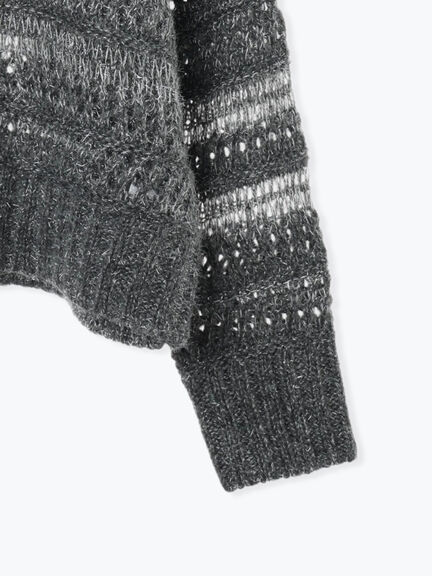 透かし柄ニットプルオーバー（チャコールグレー/ピンク/グリーン/サックスブルー/キナリ）｜Samansa Mos2 blue（サマンサモスモス ブルー）通販