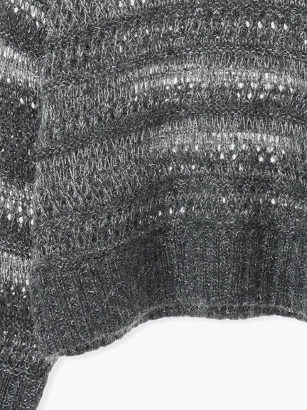 透かし柄ニットプルオーバー（チャコールグレー/ピンク/グリーン/サックスブルー/キナリ）｜Samansa Mos2 blue（サマンサモスモス ブルー）通販