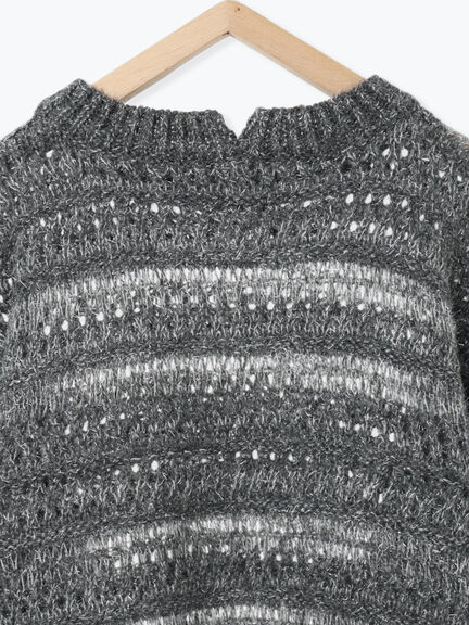 透かし柄ニットプルオーバー（チャコールグレー/ピンク/グリーン/サックスブルー/キナリ）｜Samansa Mos2 blue（サマンサモスモス ブルー）通販