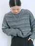 透かし柄ニットプルオーバー（チャコールグレー/ピンク/グリーン/サックスブルー/キナリ）｜Samansa Mos2 blue（サマンサモスモス ブルー）通販
