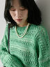 透かし柄ニットプルオーバー（チャコールグレー/ピンク/グリーン/サックスブルー/キナリ）｜Samansa Mos2 blue（サマンサモスモス ブルー）通販