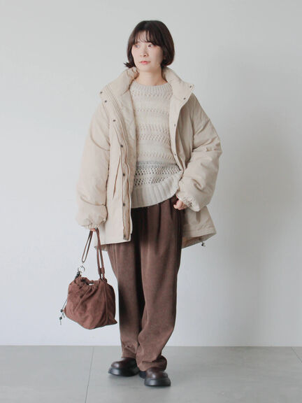 透かし柄ニットプルオーバー（チャコールグレー/ピンク/グリーン/サックスブルー/キナリ）｜Samansa Mos2 blue（サマンサモスモス ブルー）通販