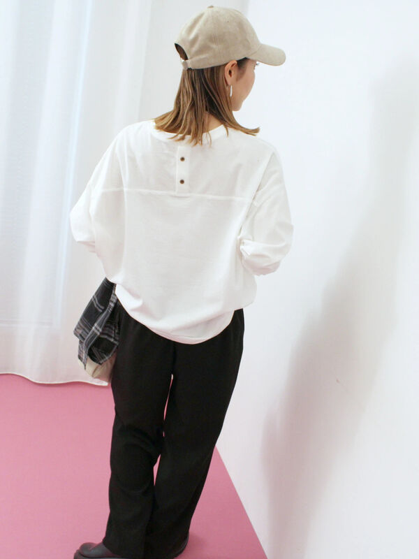 セール】 リネンタッチドルマンスリーブプルオーバー（オフホワイト