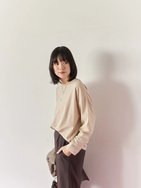 リネンタッチドルマンスリーブプルオーバー（オフホワイト