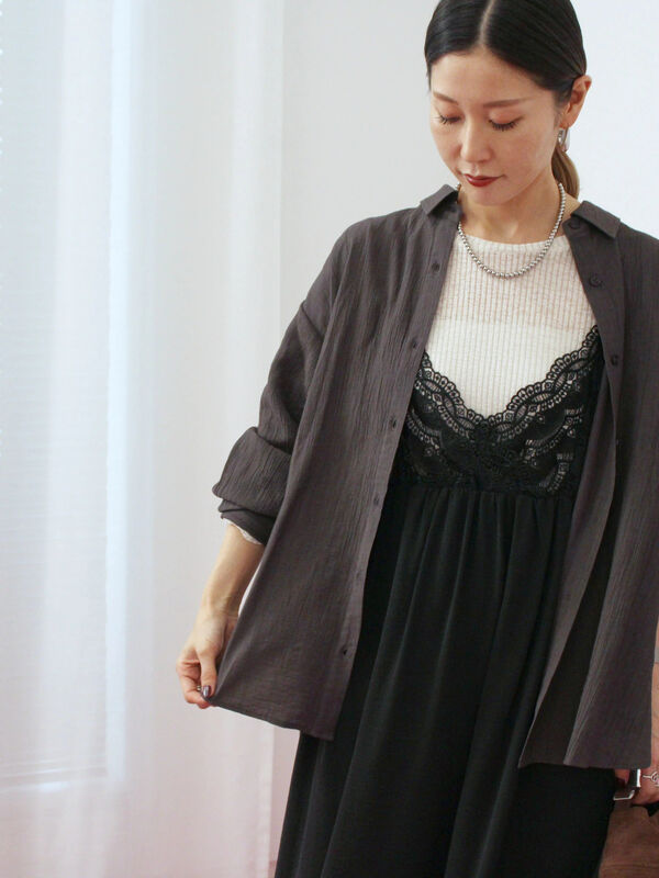 楊柳レギュラーシャツ（チャコールグレー）｜Samansa Mos2 blue（サマンサモスモス ブルー）通販