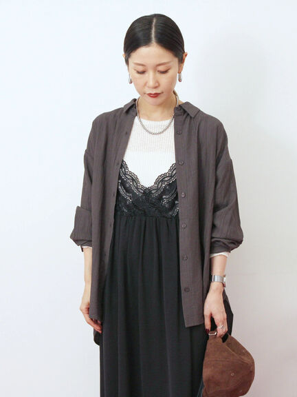 楊柳レギュラーシャツ（チャコールグレー/ブラウン/グリーン）｜Samansa Mos2 blue（サマンサモスモス ブルー）通販