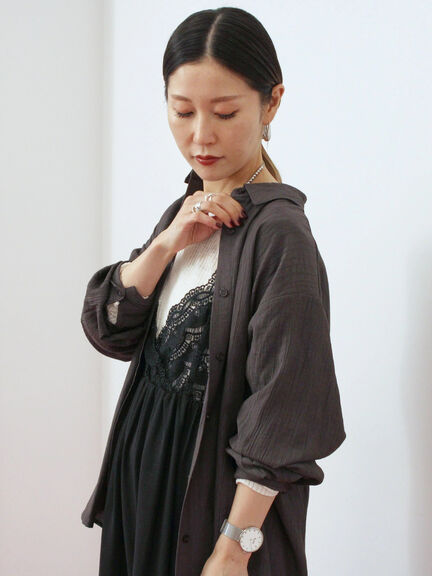 楊柳レギュラーシャツ（チャコールグレー/ブラウン/グリーン）｜Samansa Mos2 blue（サマンサモスモス ブルー）通販