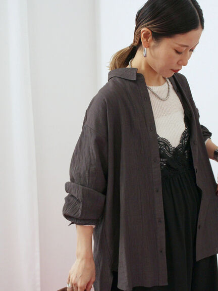 楊柳レギュラーシャツ（チャコールグレー/ブラウン/グリーン）｜Samansa Mos2 blue（サマンサモスモス ブルー）通販