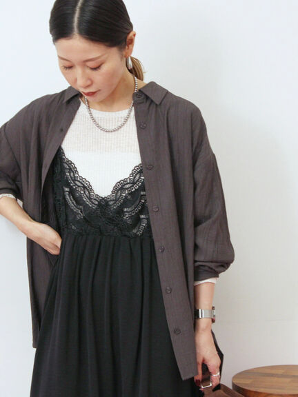 楊柳レギュラーシャツ（チャコールグレー/ブラウン/グリーン）｜Samansa Mos2 blue（サマンサモスモス ブルー）通販