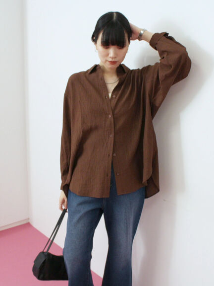 楊柳レギュラーシャツ（チャコールグレー/ブラウン/グリーン）｜Samansa Mos2 blue（サマンサモスモス ブルー）通販