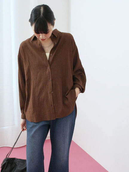 楊柳レギュラーシャツ（チャコールグレー/ブラウン/グリーン）｜Samansa Mos2 blue（サマンサモスモス ブルー）通販