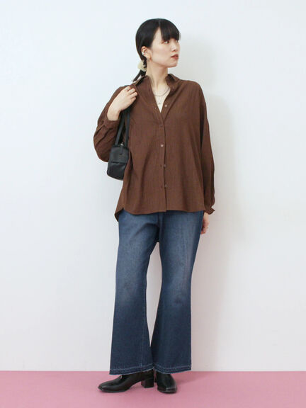 楊柳レギュラーシャツ（チャコールグレー/ブラウン/グリーン）｜Samansa Mos2 blue（サマンサモスモス ブルー）通販