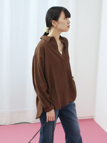 楊柳レギュラーシャツ（チャコールグレー/ブラウン/グリーン）｜Samansa Mos2 blue（サマンサモスモス ブルー）通販