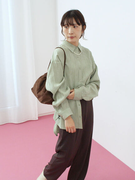 楊柳レギュラーシャツ（チャコールグレー/ブラウン/グリーン）｜Samansa Mos2 blue（サマンサモスモス ブルー）通販