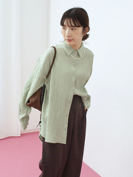 楊柳レギュラーシャツ（チャコールグレー/ブラウン/グリーン）｜Samansa Mos2 blue（サマンサモスモス ブルー）通販