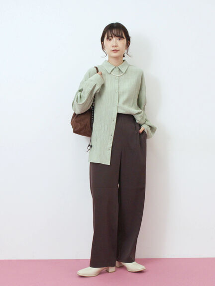 楊柳レギュラーシャツ（チャコールグレー/ブラウン/グリーン）｜Samansa Mos2 blue（サマンサモスモス ブルー）通販