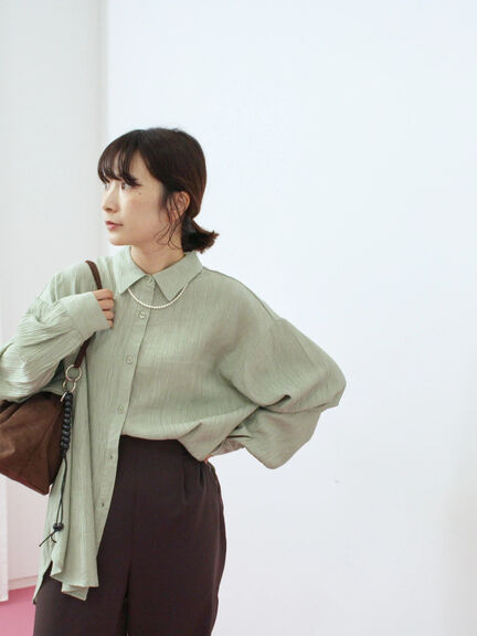 楊柳レギュラーシャツ（チャコールグレー/ブラウン/グリーン）｜Samansa Mos2 blue（サマンサモスモス ブルー）通販