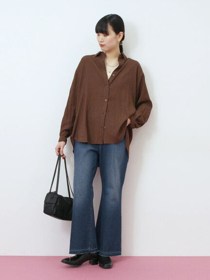 楊柳レギュラーシャツ（チャコールグレー/ブラウン/グリーン）｜Samansa Mos2 blue（サマンサモスモス ブルー）通販