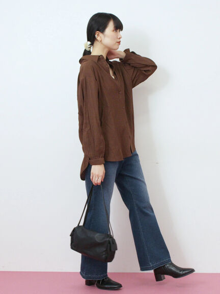 楊柳レギュラーシャツ（チャコールグレー/ブラウン/グリーン）｜Samansa Mos2 blue（サマンサモスモス ブルー）通販