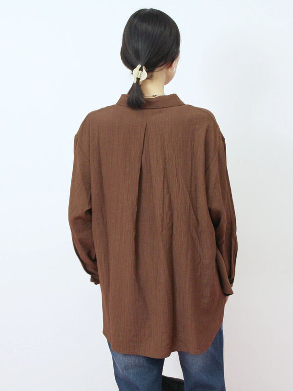 セール】 楊柳レギュラーシャツ（チャコールグレー/ブラウン/グリーン