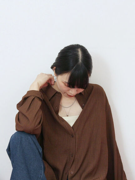 楊柳レギュラーシャツ（チャコールグレー/ブラウン/グリーン）｜Samansa Mos2 blue（サマンサモスモス ブルー）通販