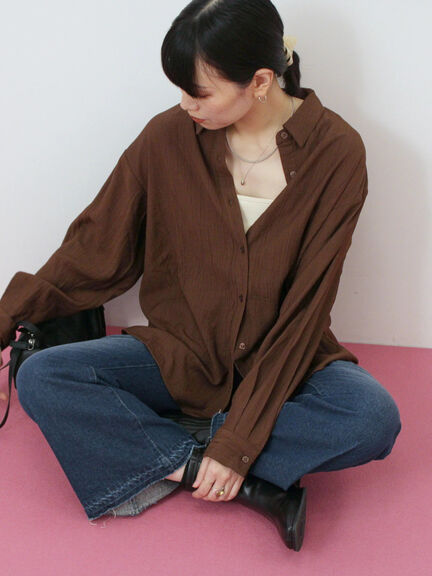 楊柳レギュラーシャツ（チャコールグレー/ブラウン/グリーン）｜Samansa Mos2 blue（サマンサモスモス ブルー）通販