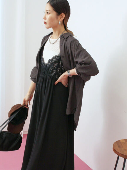 楊柳レギュラーシャツ（チャコールグレー/ブラウン/グリーン）｜Samansa Mos2 blue（サマンサモスモス ブルー）通販