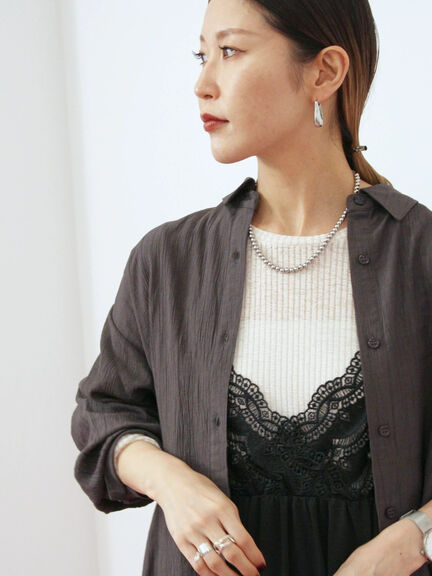 楊柳レギュラーシャツ（チャコールグレー/ブラウン/グリーン）｜Samansa Mos2 blue（サマンサモスモス ブルー）通販