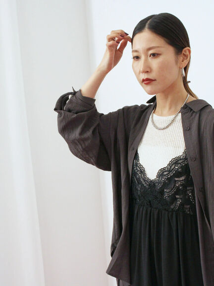 楊柳レギュラーシャツ（チャコールグレー/ブラウン/グリーン）｜Samansa Mos2 blue（サマンサモスモス ブルー）通販