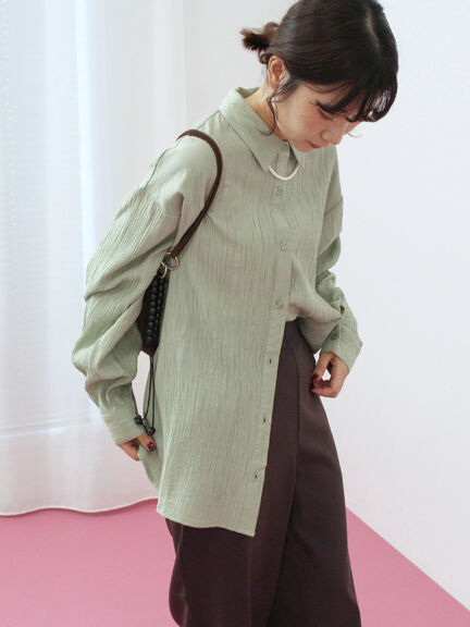 楊柳レギュラーシャツ（チャコールグレー/ブラウン/グリーン）｜Samansa Mos2 blue（サマンサモスモス ブルー）通販