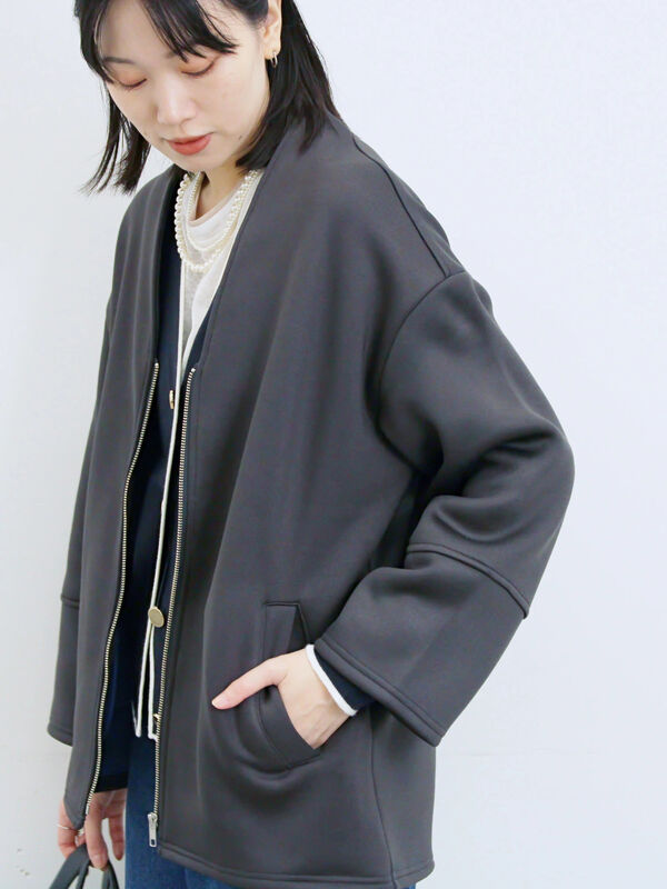 お値下げ　アンクレイブ　ウールボンディングブルゾン ベロア キルティング ブルゾン（uncrave WHITE） / uncrave