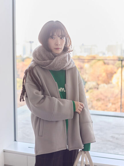 【マシンウォッシャブル】マルチスタイルボンディングブルゾン（グレー/チャコールグレー/ライトベージュ/ベージュ）｜Samansa Mos2 blue（サマンサモスモス ブルー）通販