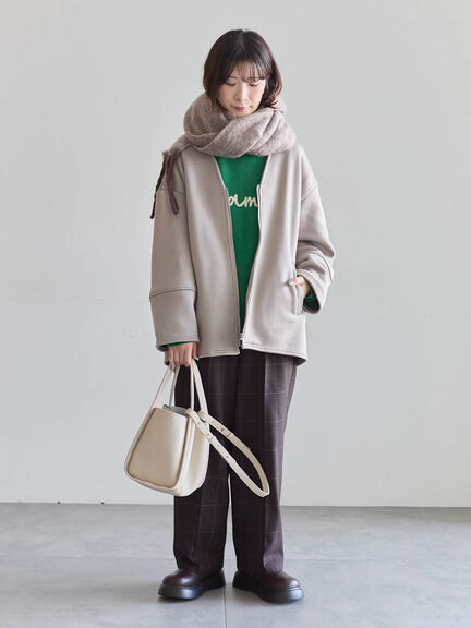 【マシンウォッシャブル】マルチスタイルボンディングブルゾン（グレー/チャコールグレー/ライトベージュ/ベージュ）｜Samansa Mos2 blue（サマンサモスモス ブルー）通販